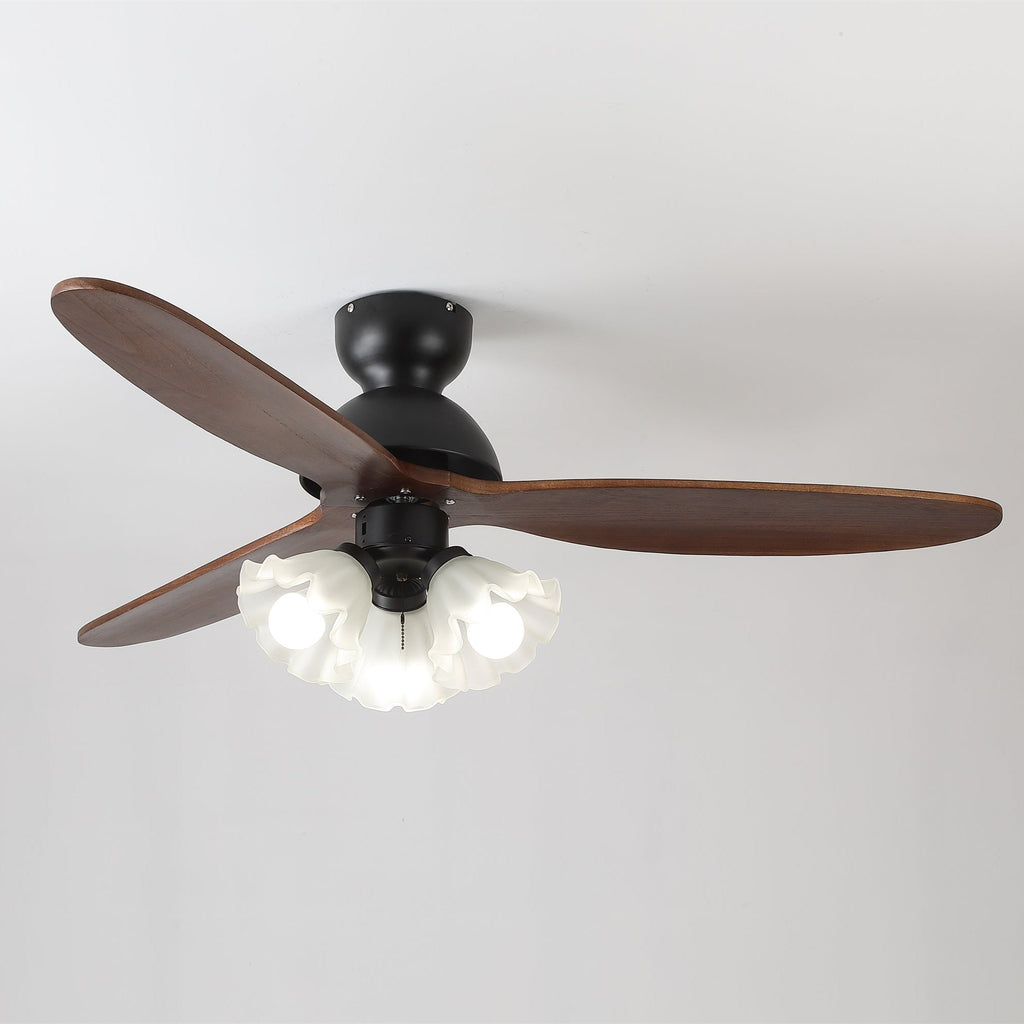 Ventilator de tavan cu iluminare | Ventilator scandinav cu lampă | Palete din lemn și iluminare LED - Lamylie