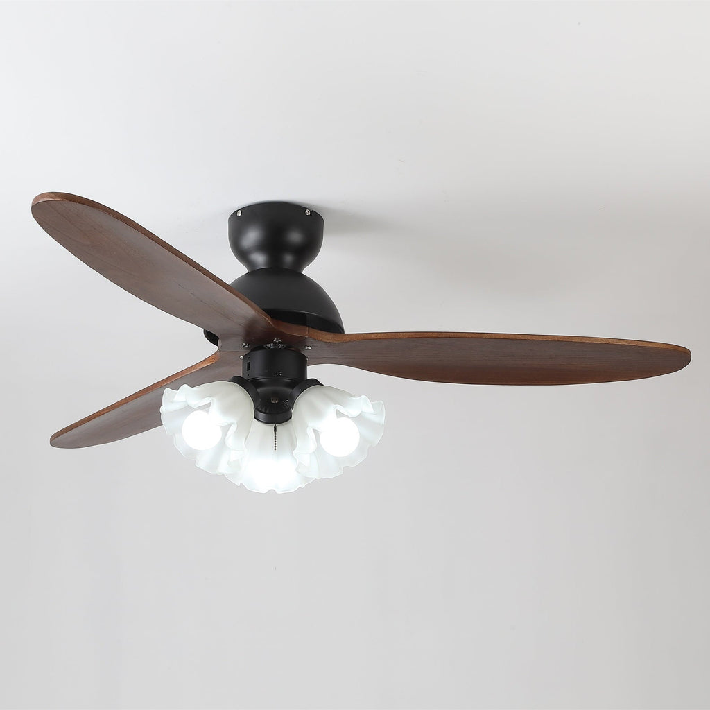 Ventilator de tavan cu iluminare | Ventilator scandinav cu lampă | Palete din lemn și iluminare LED - Lamylie