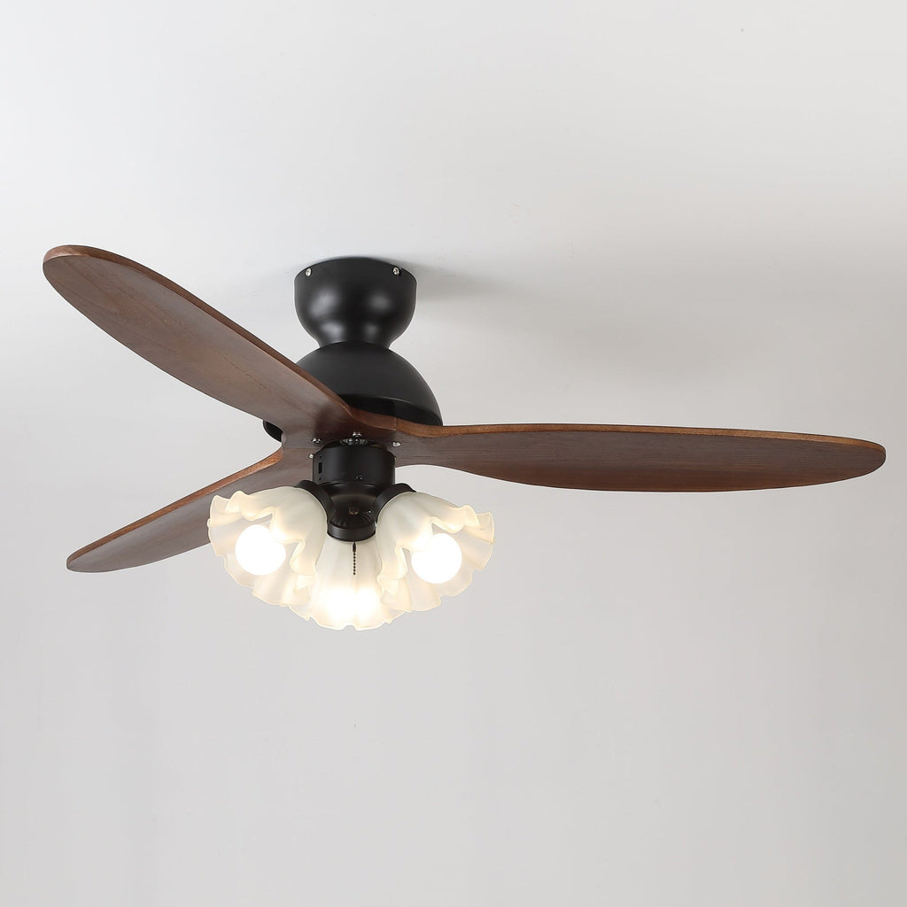 Ventilator de tavan cu iluminare | Ventilator scandinav cu lampă | Palete din lemn și iluminare LED - Lamylie