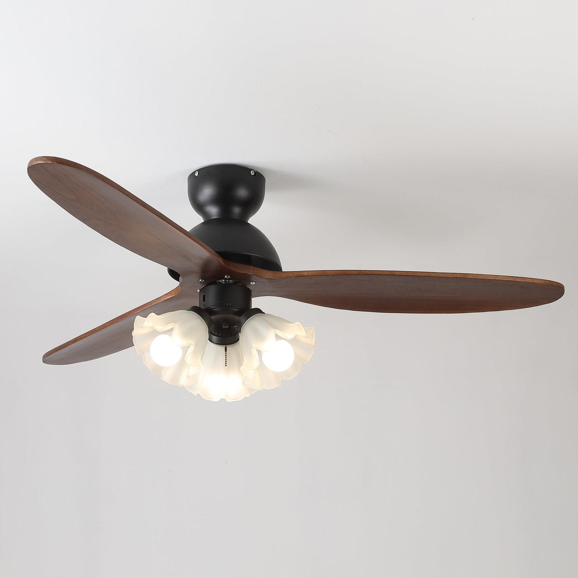 Ventilator de tavan cu iluminare | Ventilator scandinav cu lampă | Palete din lemn și iluminare LED - Lamylie
