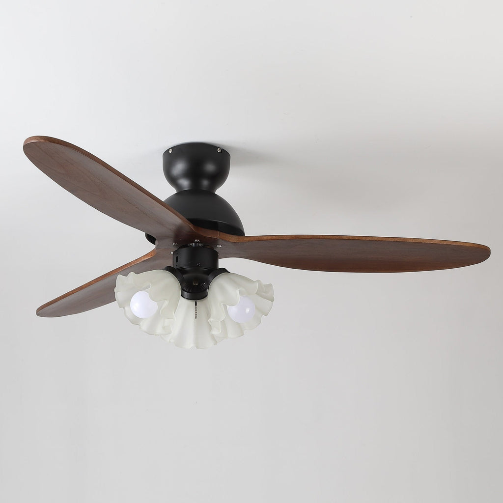 Ventilator de tavan cu iluminare | Ventilator scandinav cu lampă | Palete din lemn și iluminare LED - Lamylie