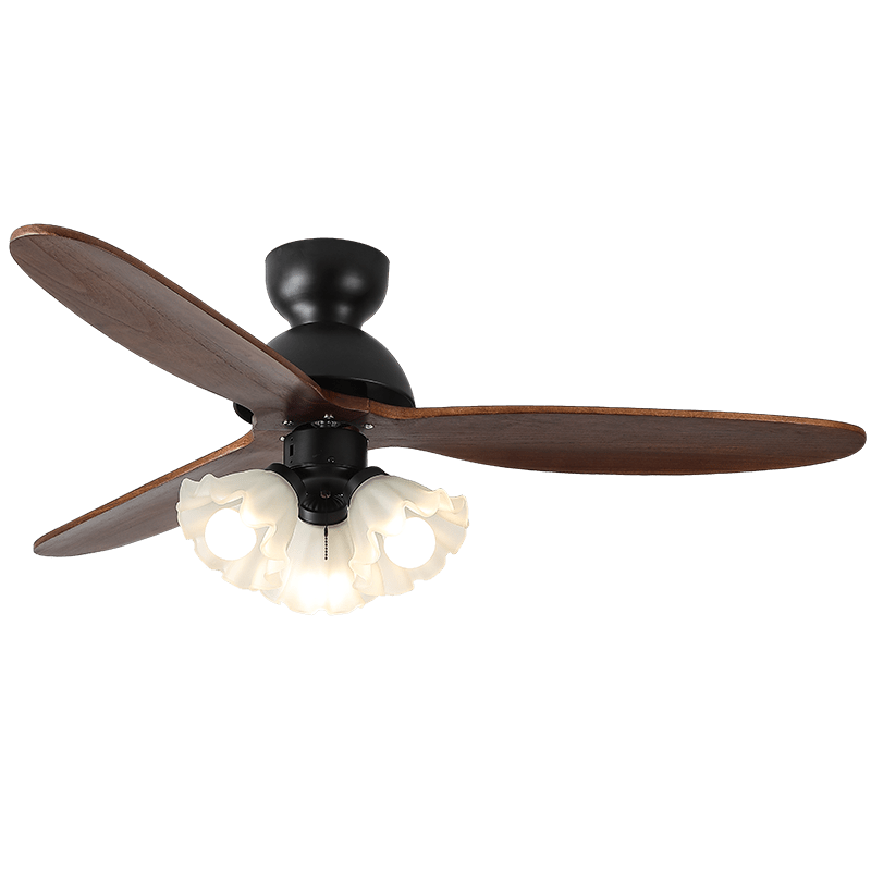 Ventilator de tavan cu iluminare | Ventilator scandinav cu lampă | Palete din lemn și iluminare LED - Lamylie