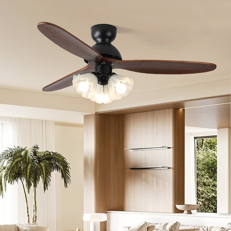 Ventilator de tavan cu iluminare | Ventilator scandinav cu lampă | Palete din lemn și iluminare LED - Lamylie