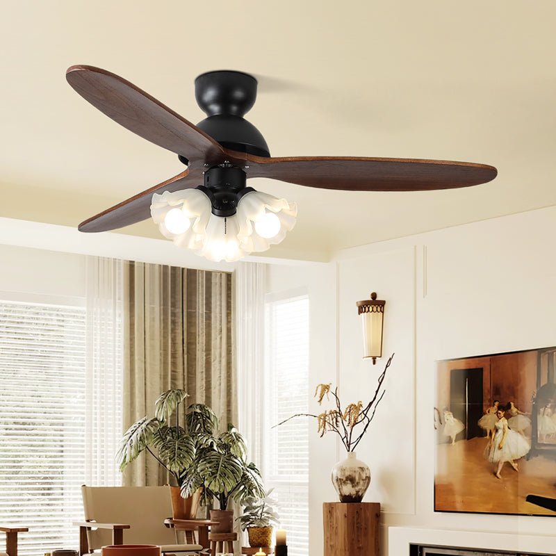 Ventilator de tavan cu iluminare | Ventilator scandinav cu lampă | Palete din lemn și iluminare LED - Lamylie