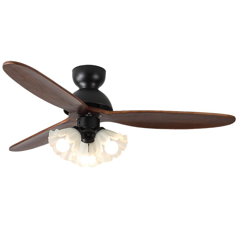 Ventilator de tavan cu iluminare | Ventilator scandinav cu lampă | Palete din lemn și iluminare LED - Lamylie
