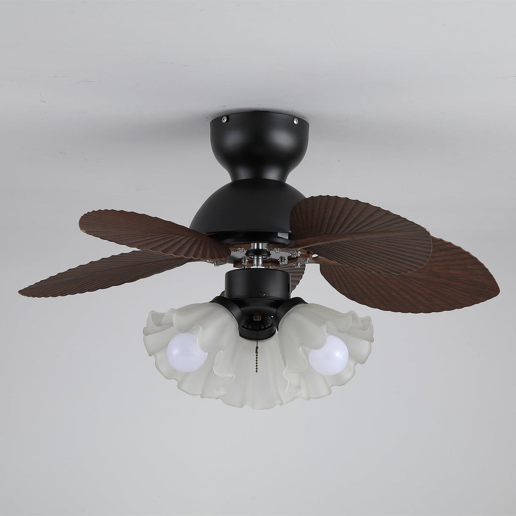 Mennyezeti ventilátor világítással, Ø80 cm, DC-motor, távirányító, diófekete szín, 6 sebességfokozat, 35 W, 220 V – Lamylie