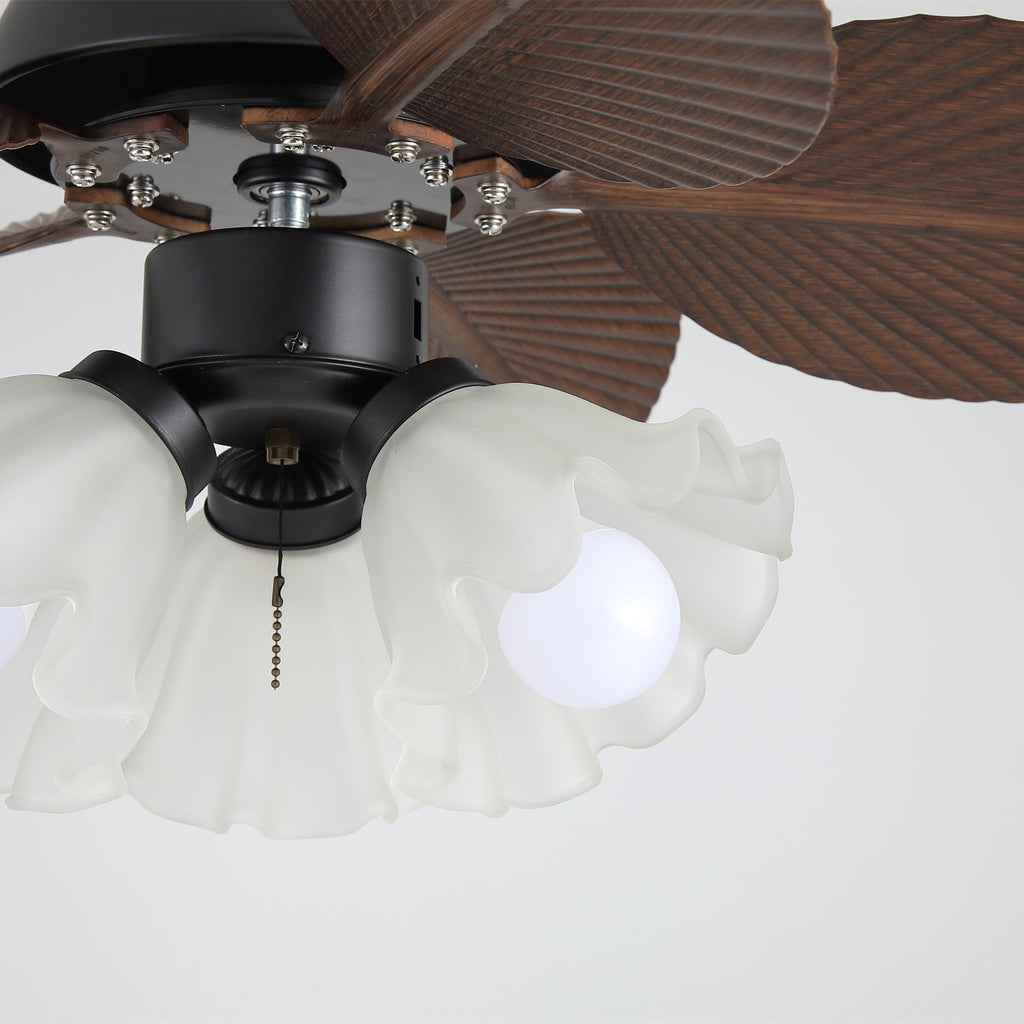 Mennyezeti ventilátor világítással, Ø80 cm, DC-motor, távirányító, diófekete szín, 6 sebességfokozat, 35 W, 220 V – Lamylie