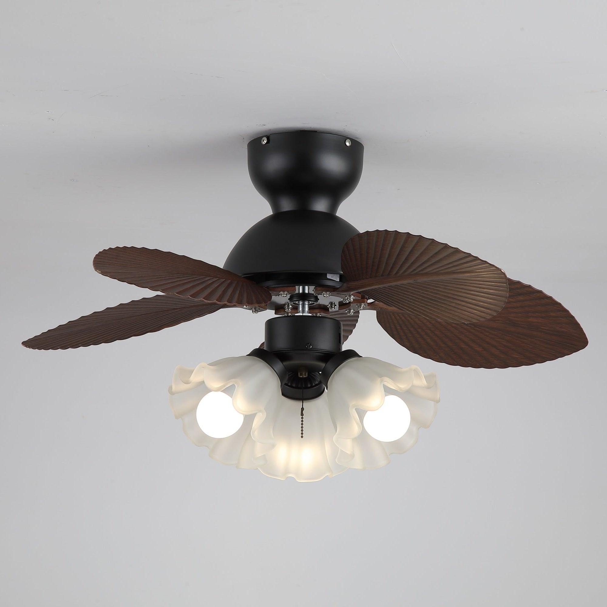Mennyezeti ventilátor világítással, Ø80 cm, DC-motor, távirányító, diófekete szín, 6 sebességfokozat, 35 W, 220 V – Lamylie