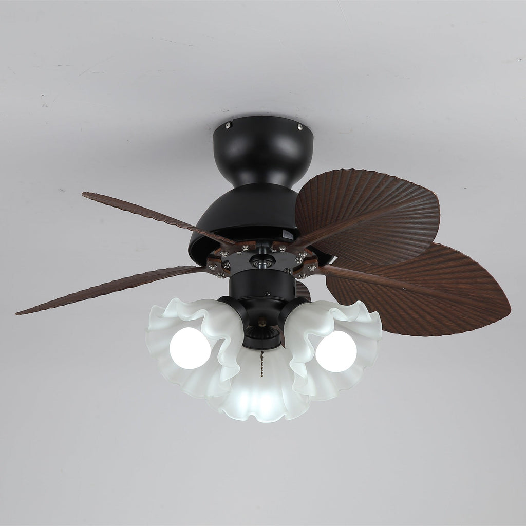 Mennyezeti ventilátor világítással, Ø80 cm, DC-motor, távirányító, diófekete szín, 6 sebességfokozat, 35 W, 220 V – Lamylie