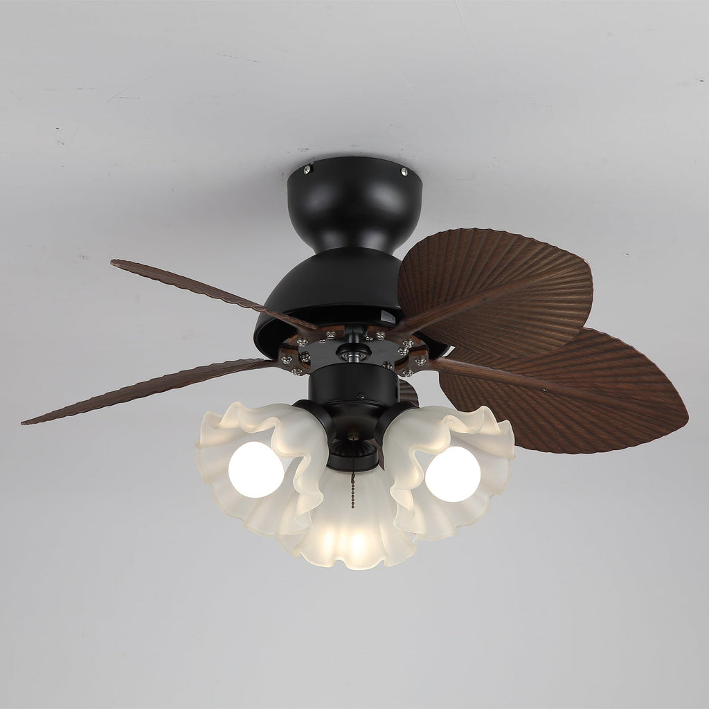 Mennyezeti ventilátor világítással, Ø80 cm, DC-motor, távirányító, diófekete szín, 6 sebességfokozat, 35 W, 220 V – Lamylie