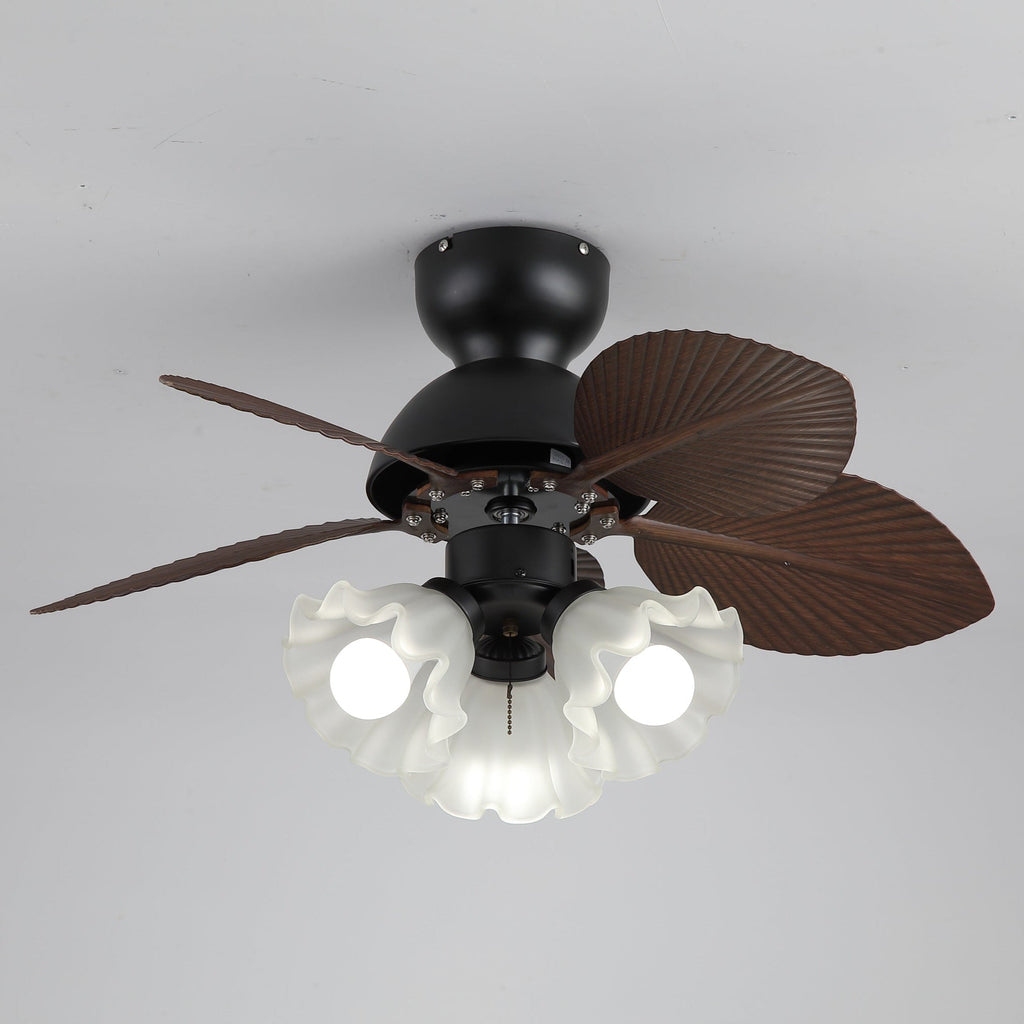 Mennyezeti ventilátor világítással, Ø80 cm, DC-motor, távirányító, diófekete szín, 6 sebességfokozat, 35 W, 220 V – Lamylie