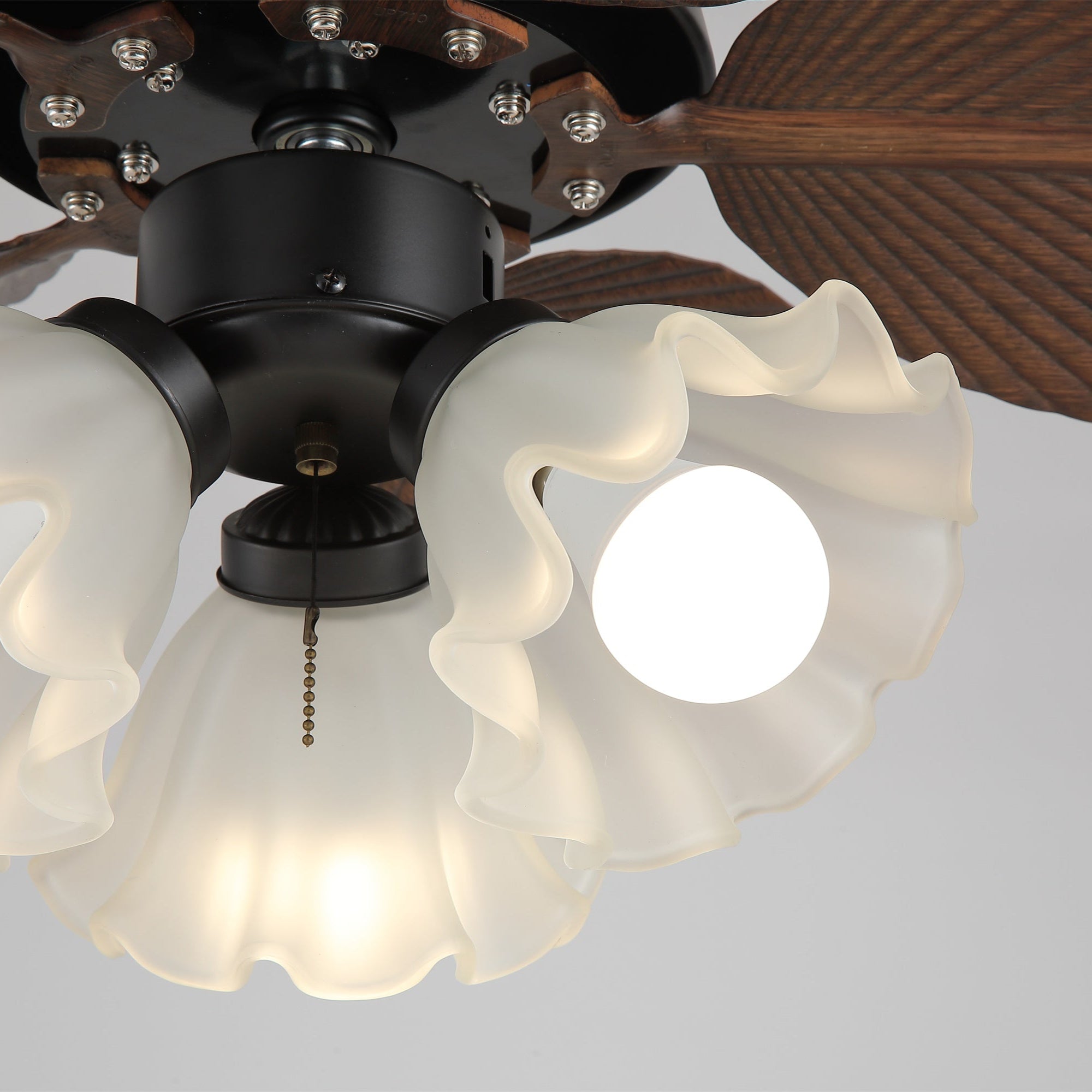 Mennyezeti ventilátor világítással, Ø80 cm, DC-motor, távirányító, diófekete szín, 6 sebességfokozat, 35 W, 220 V – Lamylie