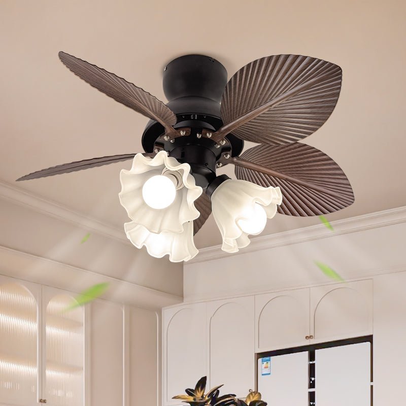 Mennyezeti ventilátor világítással, Ø80 cm, DC-motor, távirányító, diófekete szín, 6 sebességfokozat, 35 W, 220 V – Lamylie