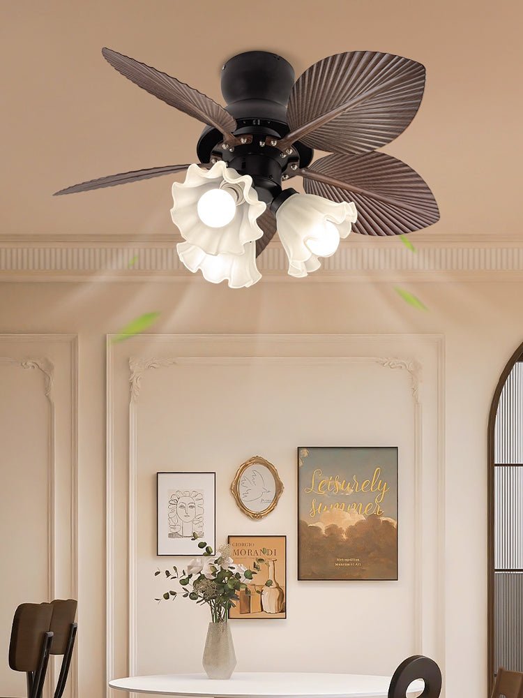 Mennyezeti ventilátor világítással, Ø80 cm, DC-motor, távirányító, diófekete szín, 6 sebességfokozat, 35 W, 220 V – Lamylie