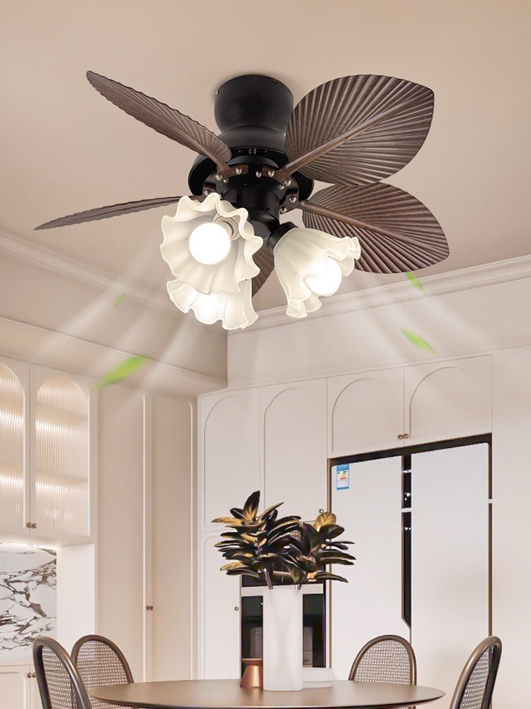 Mennyezeti ventilátor világítással, Ø80 cm, DC-motor, távirányító, diófekete szín, 6 sebességfokozat, 35 W, 220 V – Lamylie