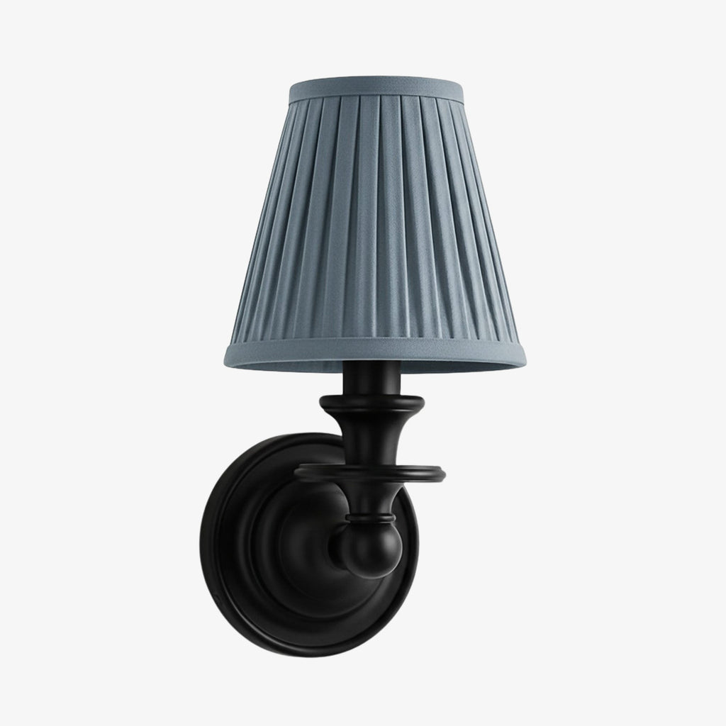 Wall Lamp with Fabric Shade and Gooseneck Arm | Wrought Iron Fixture with Adjustable Reading Lamp - Lamylie