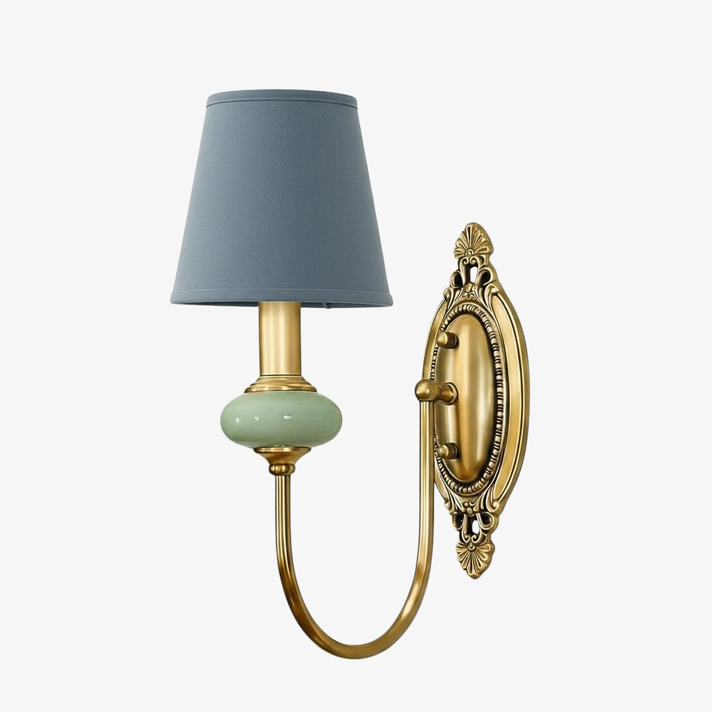 Ceramic Wall Lamp with Fabric Shade - 1 or 2 Light Points - E27 - Various Colors & Styles - Lamylie