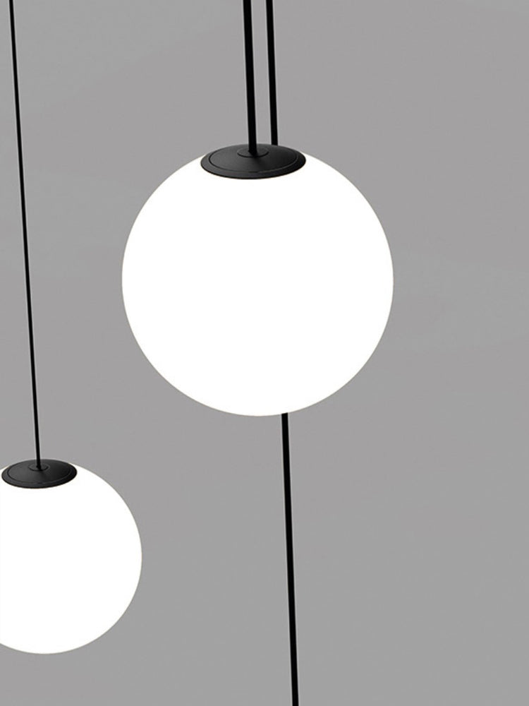 Architektoniczna lampa wisząca z opalowym szkłem — mosiężna lub czarna — Ø9-30cm — wysokość 100-200cm - Lamylie