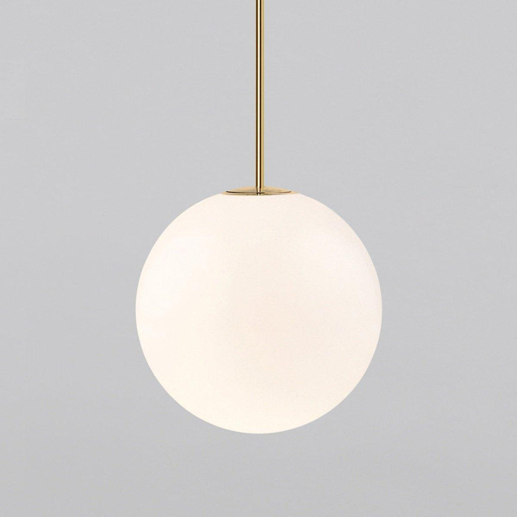 Architektoniczna lampa wisząca z opalowym szkłem — mosiężna lub czarna — Ø9-30cm — wysokość 100-200cm - Lamylie