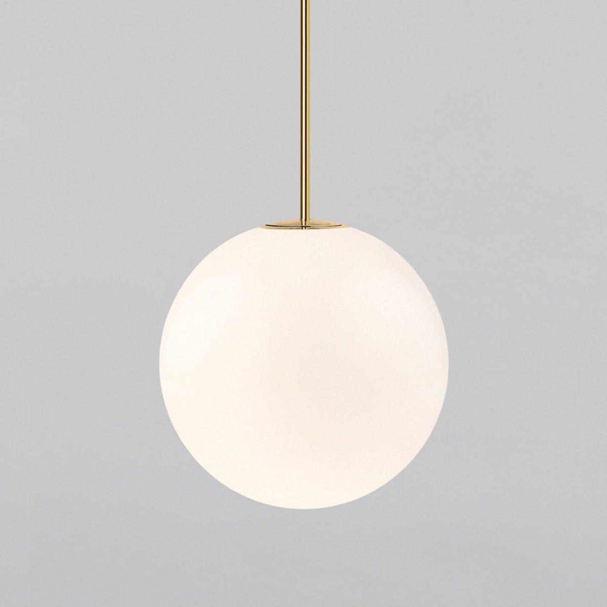 Architektoniczna lampa wisząca z opalowym szkłem — mosiężna lub czarna — Ø9-30cm — wysokość 100-200cm - Lamylie