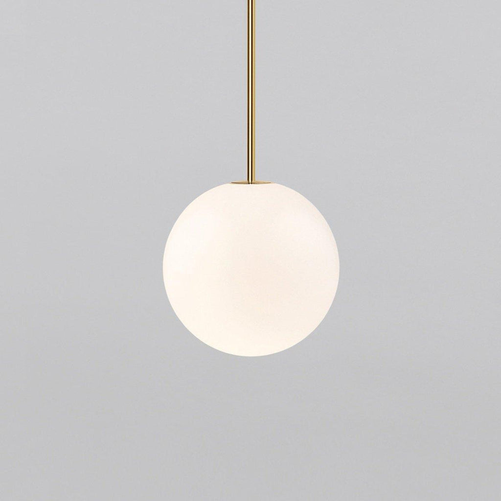 Architektoniczna lampa wisząca z opalowym szkłem — mosiężna lub czarna — Ø9-30cm — wysokość 100-200cm - Lamylie