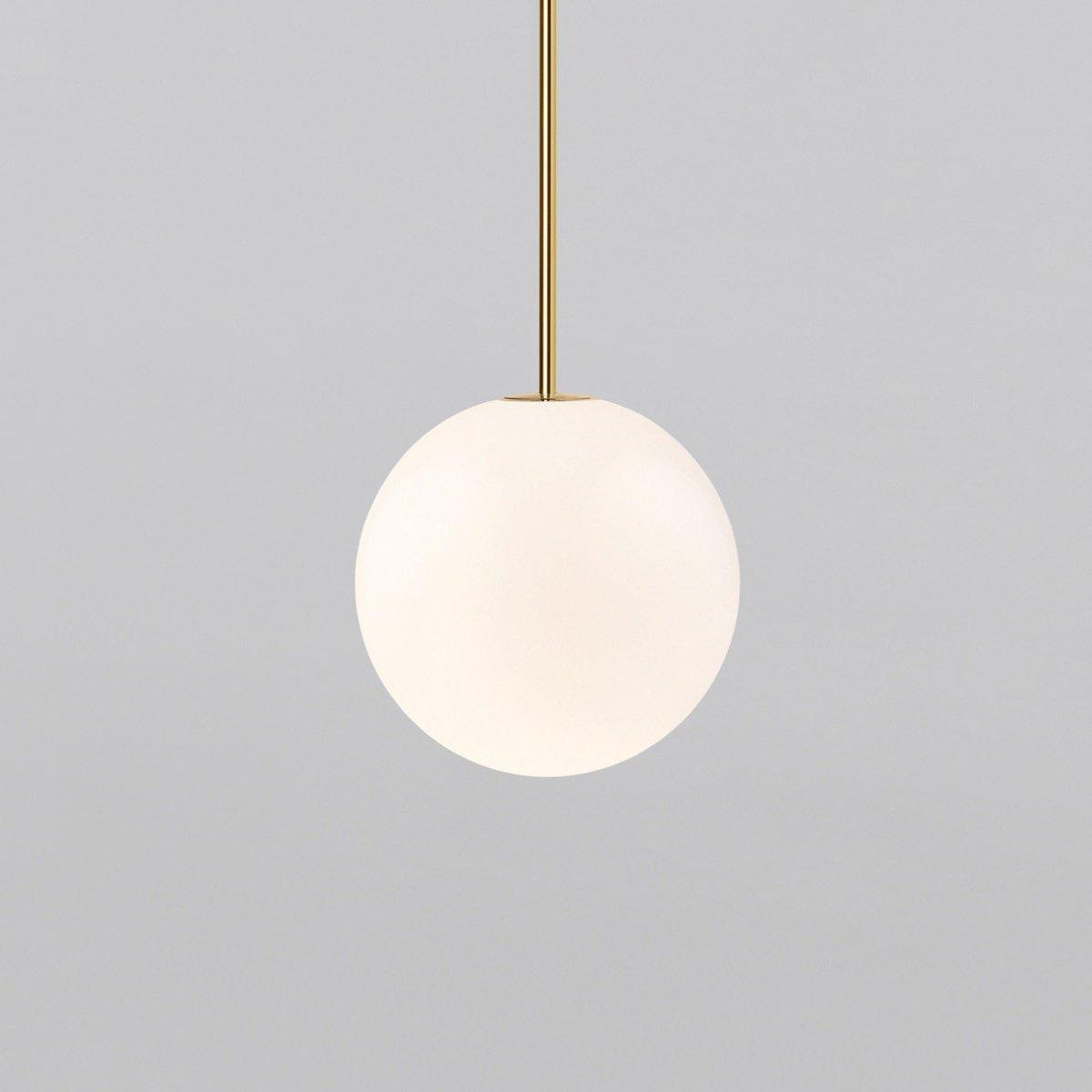 Architektoniczna lampa wisząca z opalowym szkłem — mosiężna lub czarna — Ø9-30cm — wysokość 100-200cm - Lamylie