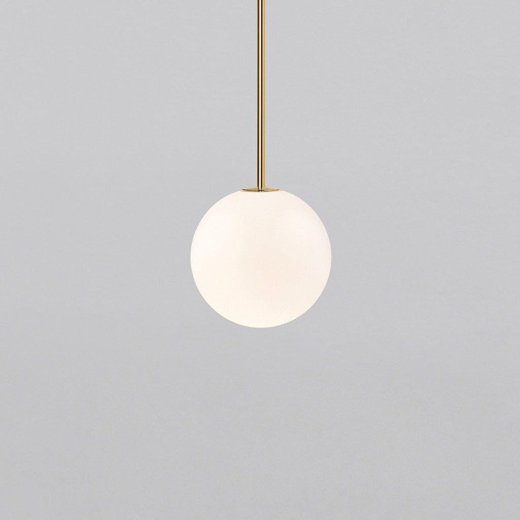 Architektoniczna lampa wisząca z opalowym szkłem — mosiężna lub czarna — Ø9-30cm — wysokość 100-200cm - Lamylie