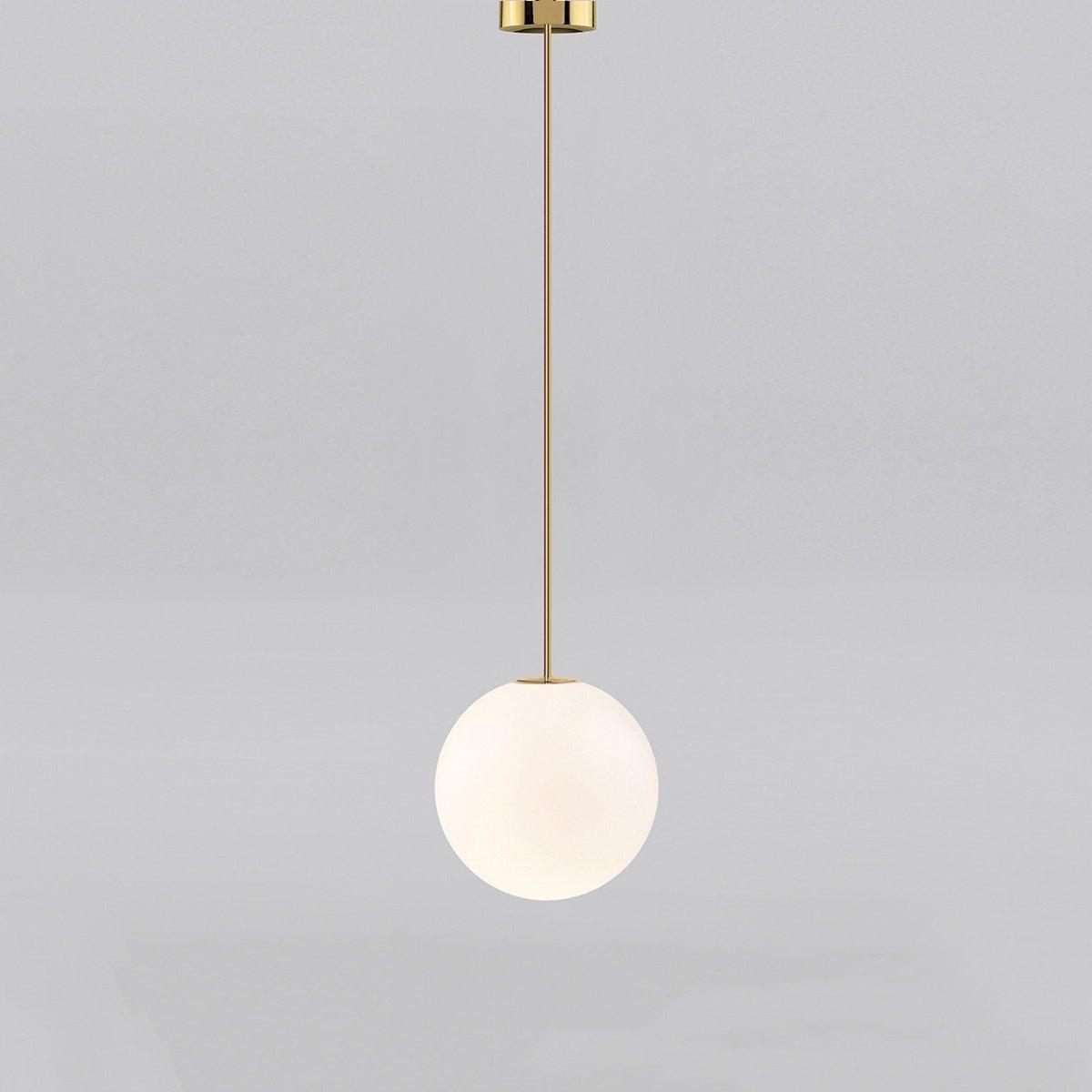 Architektoniczna lampa wisząca z opalowym szkłem — mosiężna lub czarna — Ø9-30cm — wysokość 100-200cm - Lamylie