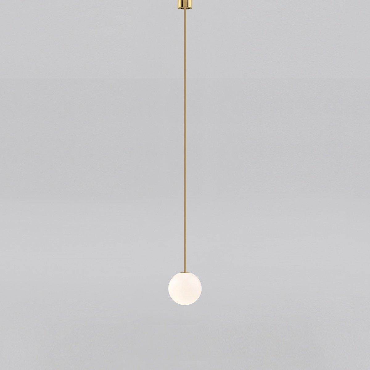 Architektoniczna lampa wisząca z opalowym szkłem — mosiężna lub czarna — Ø9-30cm — wysokość 100-200cm - Lamylie