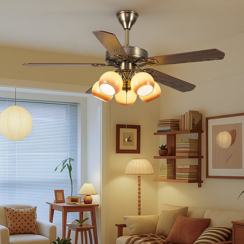 Stropní ventilátor Theodore Vintage s osvětlením — retro design s dálkovým ovladačem s funkcí stmívání – Lamylie
