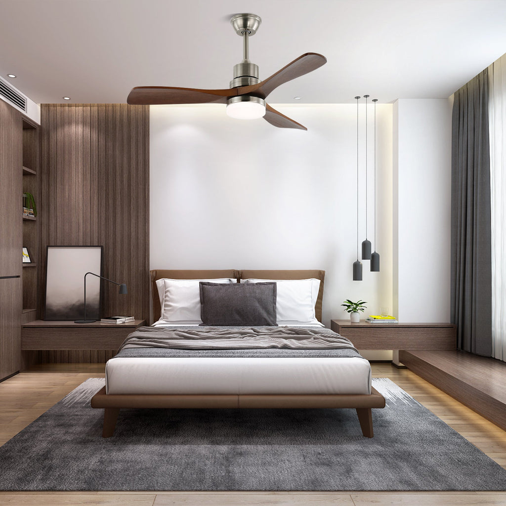 مروحة سقف بإضاءة و6 سرعات | تصميم إسكندنافي بلمسة خشبية طبيعية - لاميلي
