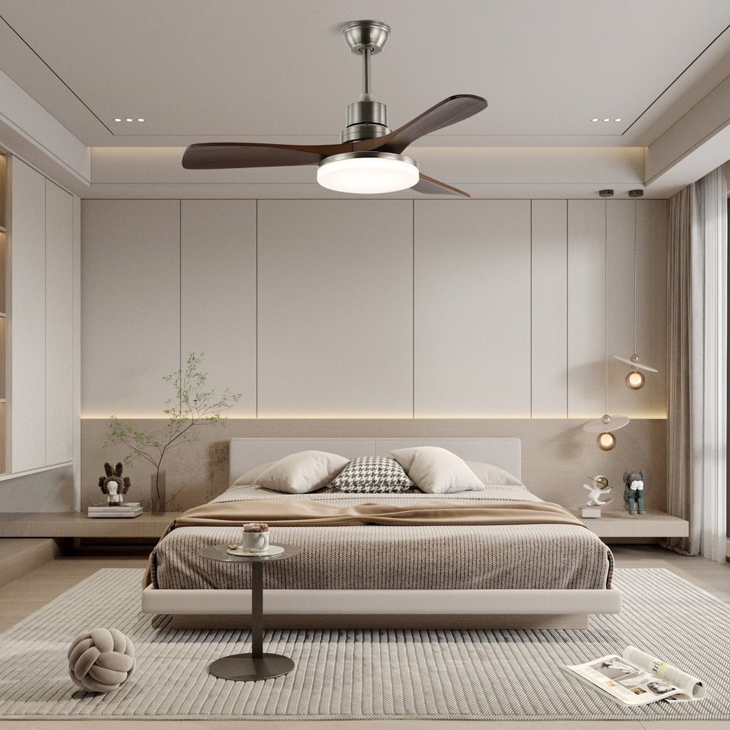 مروحة سقف بإضاءة و6 سرعات | تصميم إسكندنافي بلمسة خشبية طبيعية - لاميلي