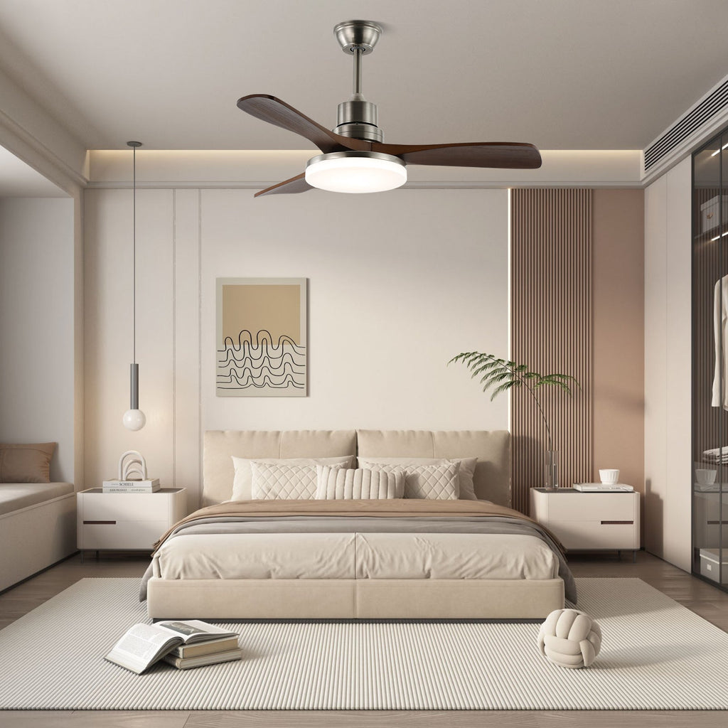 مروحة سقف بإضاءة و6 سرعات | تصميم إسكندنافي بلمسة خشبية طبيعية - لاميلي