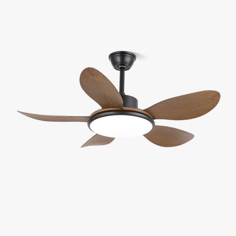 Ventilator de tavan cu iluminare LED și telecomandă | Design scandinav cu finisaj cu textură de lemn - Lamylie