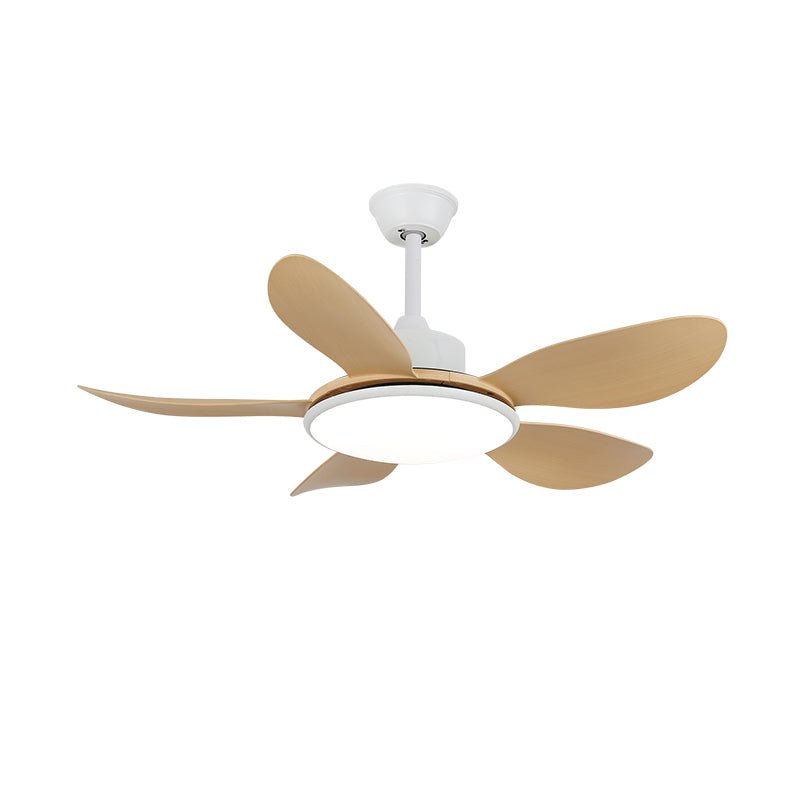 Ventilator de tavan cu iluminare LED și telecomandă | Design scandinav cu finisaj cu textură de lemn - Lamylie