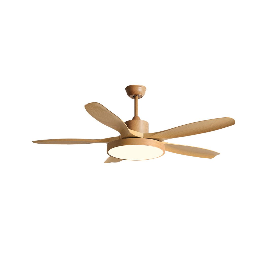 Design Ceiling Fan with Integrated Lighting StillWind | 132 cm Blade Span | Wood-Look ABS Blades | LED | Remote Control | 6 Speeds - Lamylie