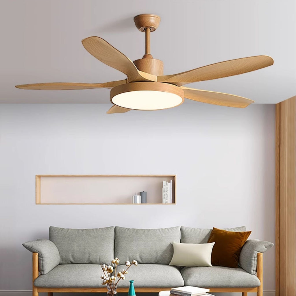 Design Ceiling Fan with Integrated Lighting StillWind | 132 cm Blade Span | Wood-Look ABS Blades | LED | Remote Control | 6 Speeds - Lamylie