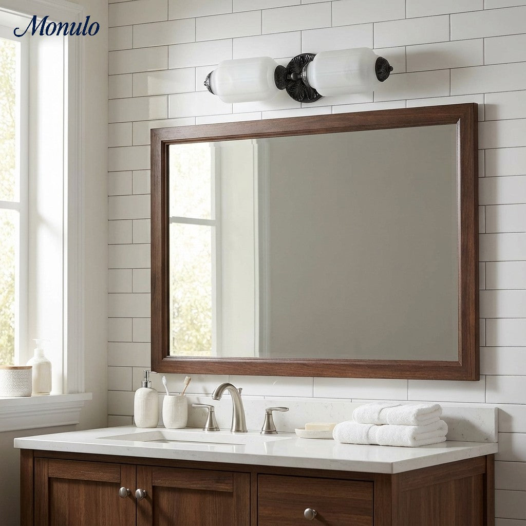 Eloise Vintage Wandleuchte aus Milchglas mit gewelltem Rand - Moderne Akzentbeleuchtung für Bad und Schlafzimmer