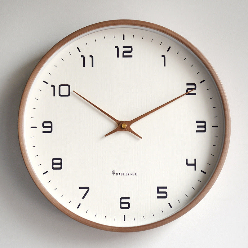 Wanduhr aus Holz mit leisem Uhrwerk im skandinavischen Design Ø25 cm Ø30 cm in natürlicher Holzoptik, leises Quarzuhrwerk, Wohnzimmer, Schlafzimmer – Lamylie