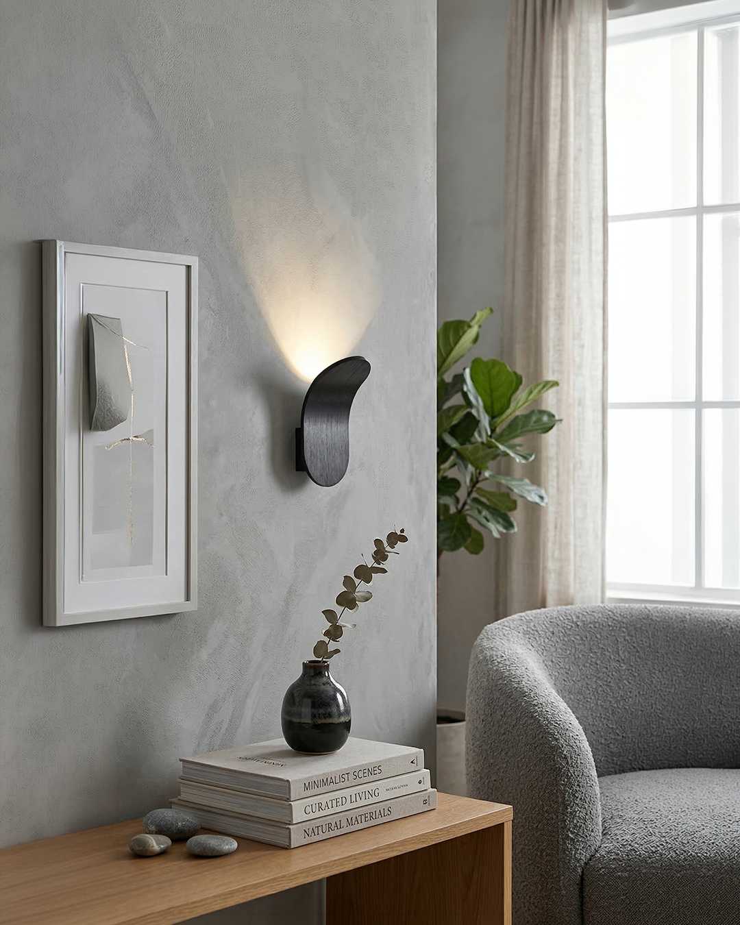 Curved Wall Lamp Modern Minimalist Design Brushed Finish Diffuse Light Decorative Wall Lighting for Hallway Bedroom Living Room - Lamylie