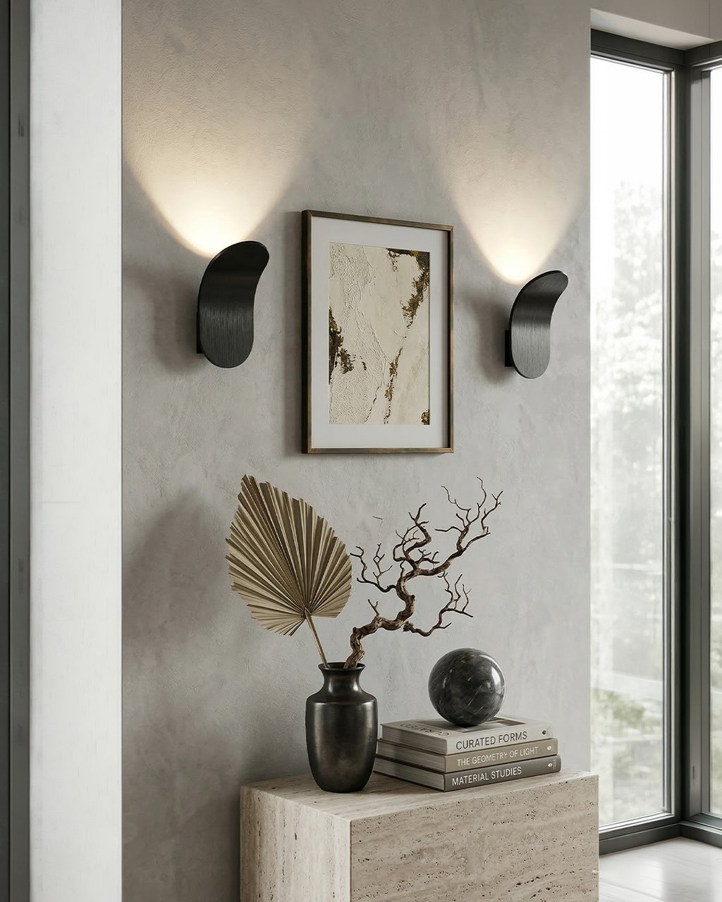 Curved Wall Lamp Modern Minimalist Design Brushed Finish Diffuse Light Decorative Wall Lighting for Hallway Bedroom Living Room - Lamylie