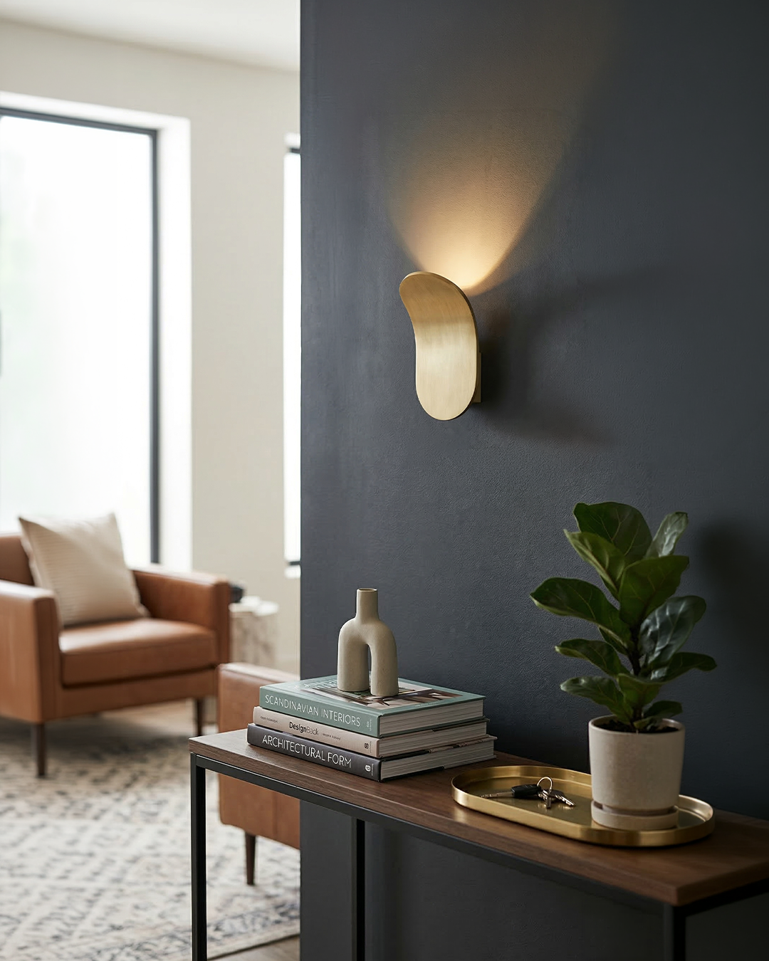 Curved Wall Lamp Modern Minimalist Design Brushed Finish Diffuse Light Decorative Wall Lighting for Hallway Bedroom Living Room - Lamylie