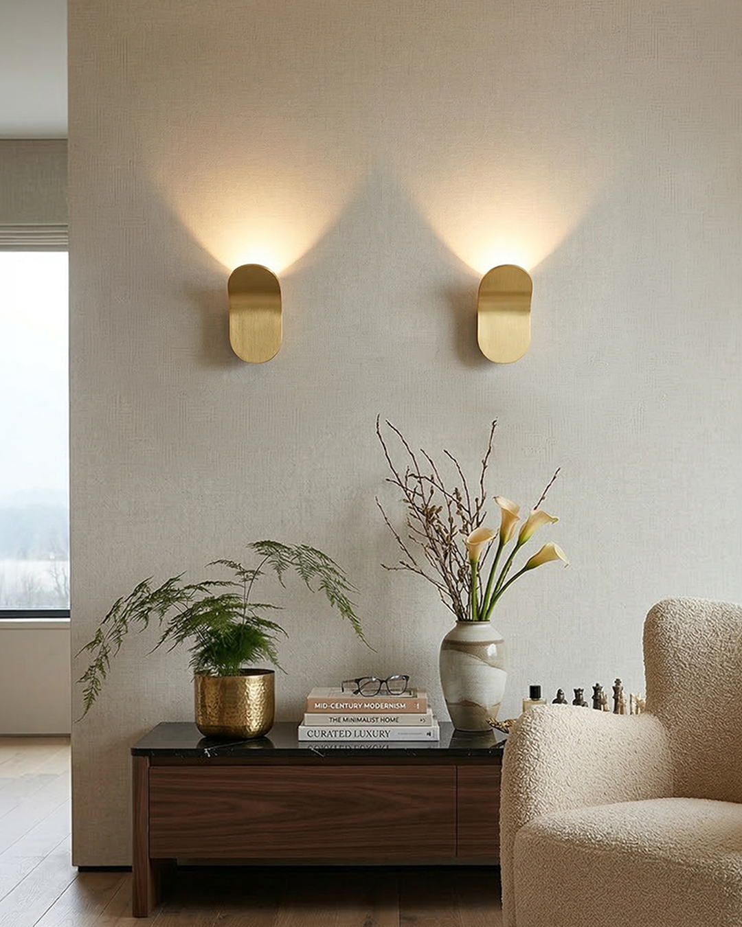 Curved Wall Lamp Modern Minimalist Design Brushed Finish Diffuse Light Decorative Wall Lighting for Hallway Bedroom Living Room - Lamylie