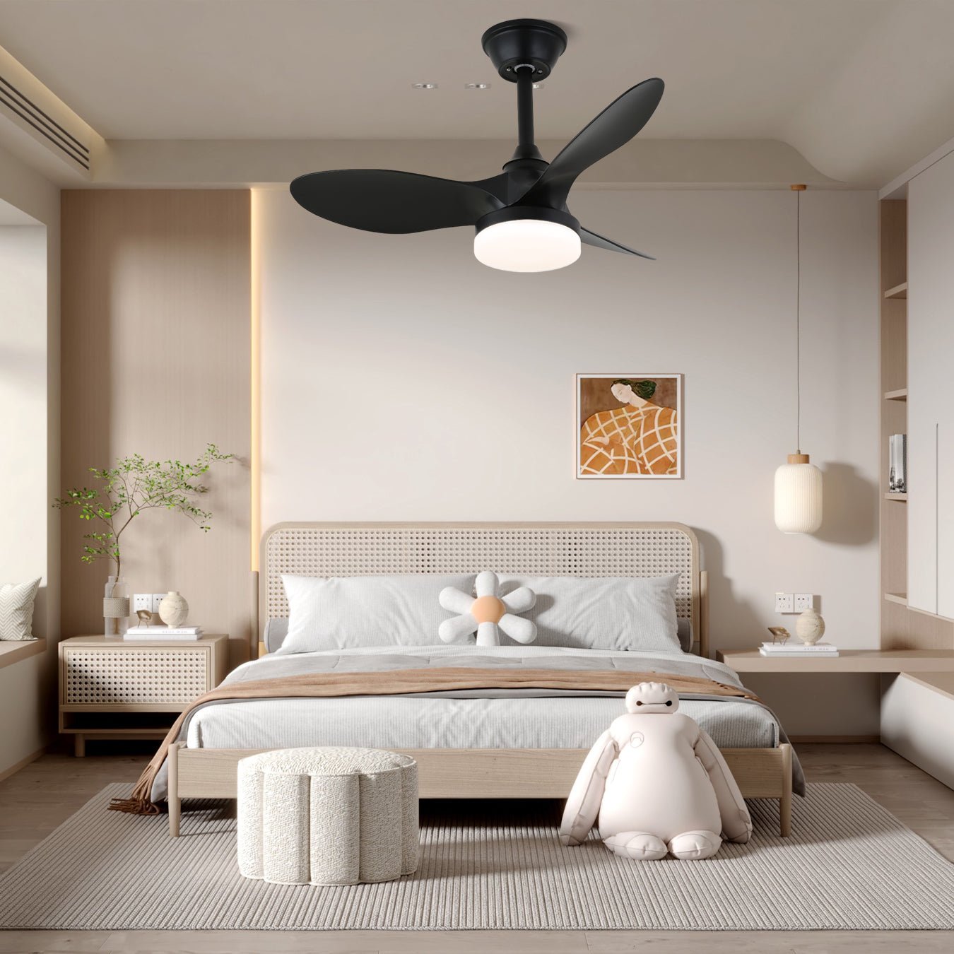 Ventilator de tavan cu iluminare | Design modern Ø81 cm | 6 viteze | Include telecomandă – Lamylie