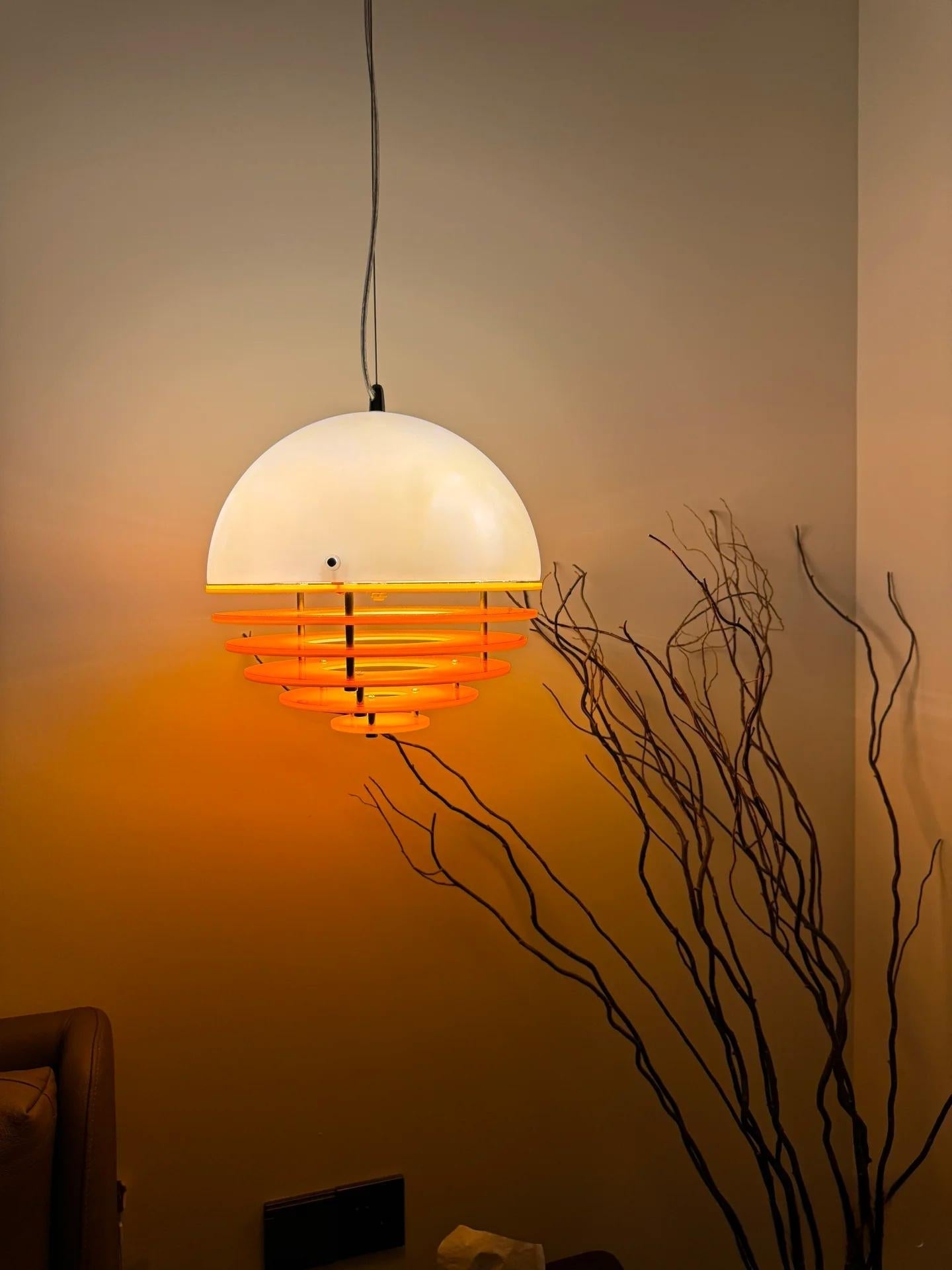 Stylish Pendant Lamp Bauhaus Design Orange-White Ambient Lighting for Modern Interiors - Lamylie