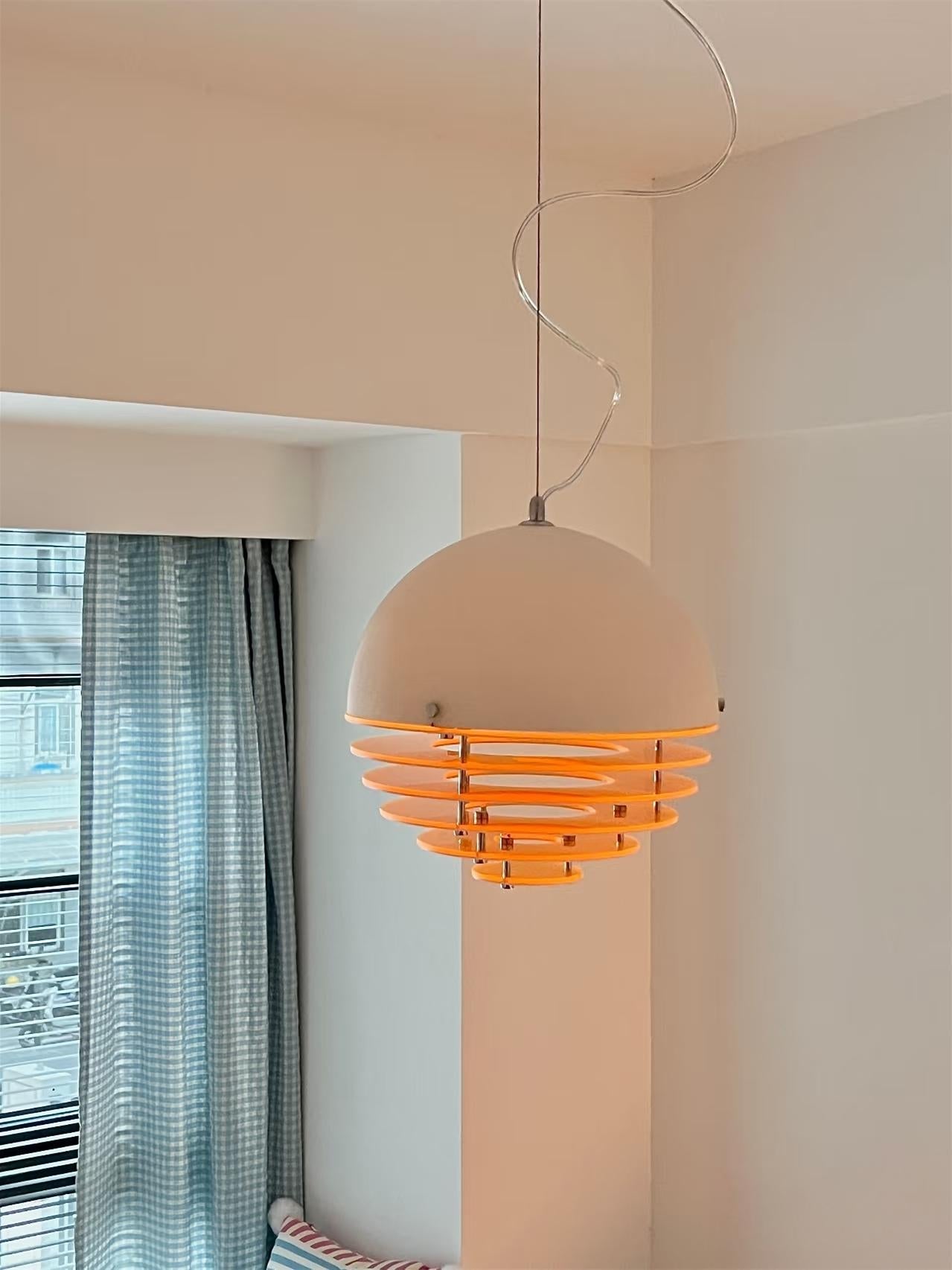 Stylish Pendant Lamp Bauhaus Design Orange-White Ambient Lighting for Modern Interiors - Lamylie