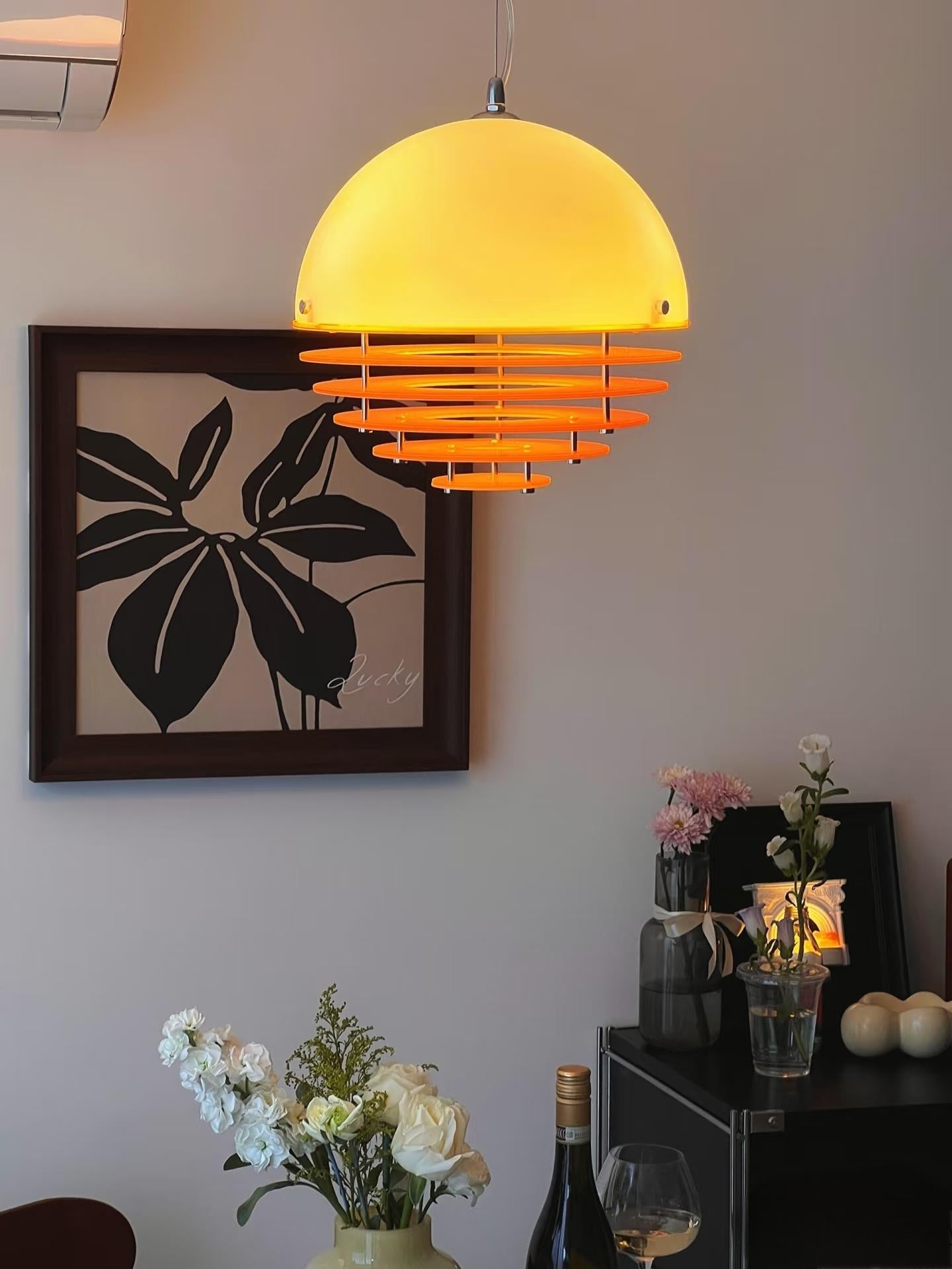 Stylish Pendant Lamp Bauhaus Design Orange-White Ambient Lighting for Modern Interiors - Lamylie