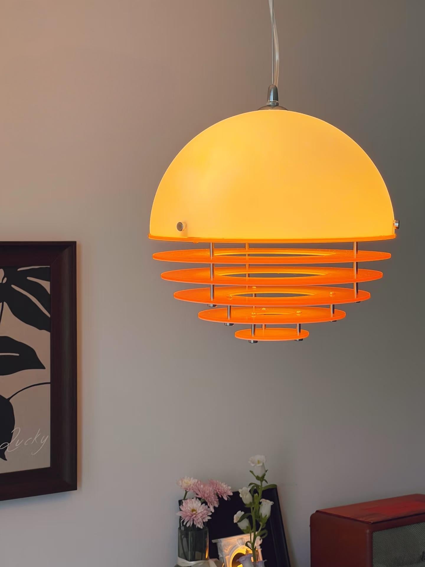 Stylish Pendant Lamp Bauhaus Design Orange-White Ambient Lighting for Modern Interiors - Lamylie