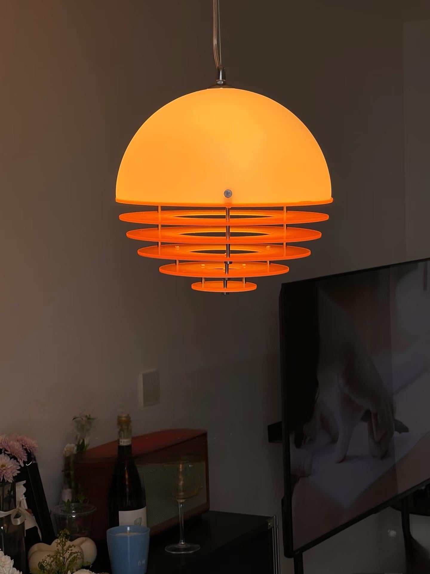 Stylish Pendant Lamp Bauhaus Design Orange-White Ambient Lighting for Modern Interiors - Lamylie