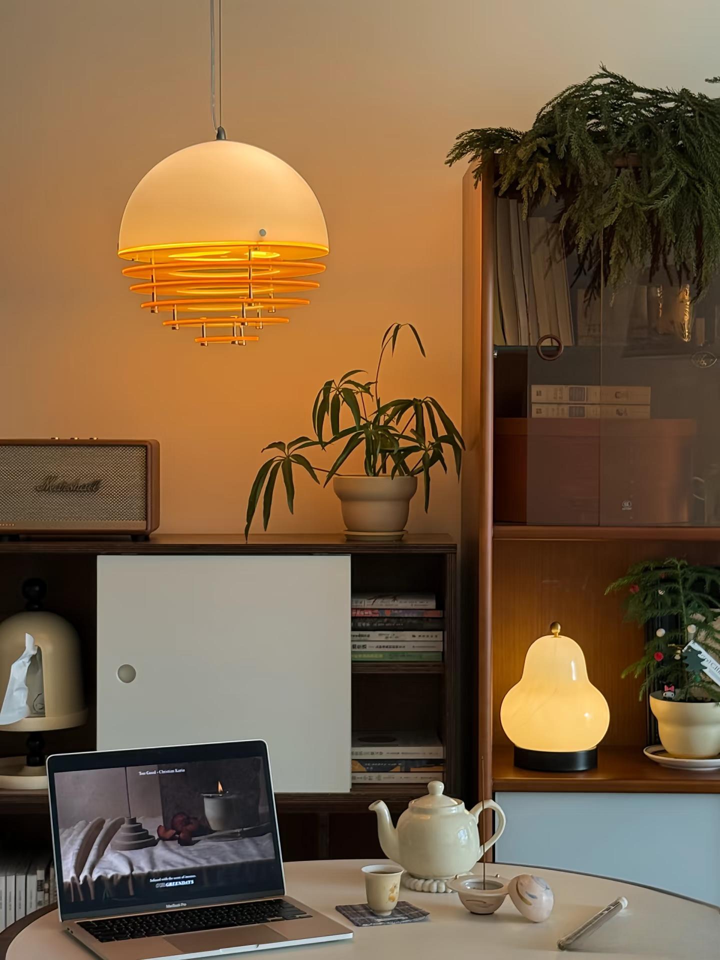 Stylish Pendant Lamp Bauhaus Design Orange-White Ambient Lighting for Modern Interiors - Lamylie